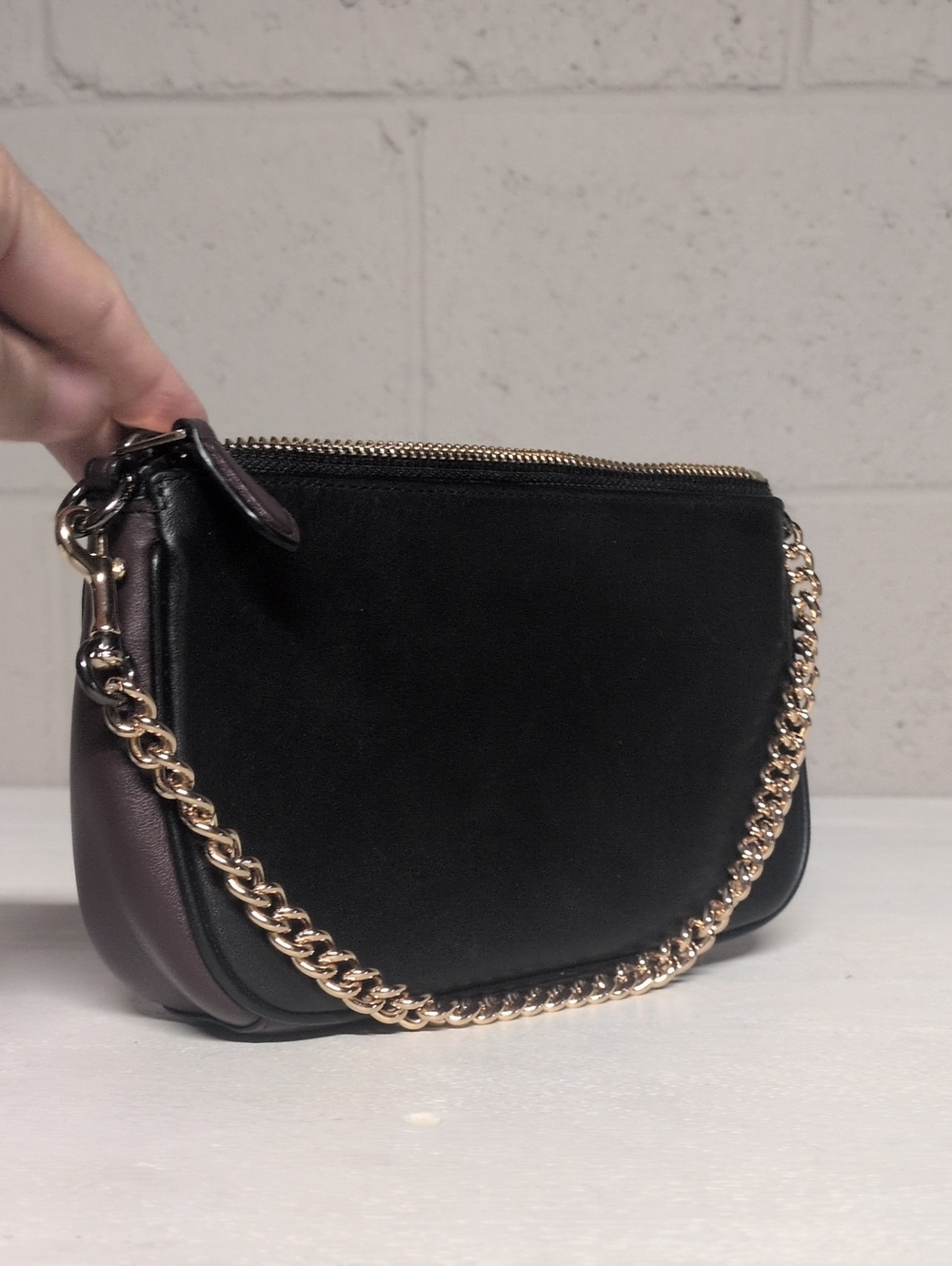 Selena Gomez x Coach Limited Edition Shoulder Bag/Clutch Wristlet, Black Leather - Picture 8 of 8